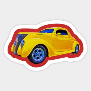 Yellow Ford Coupe Sticker